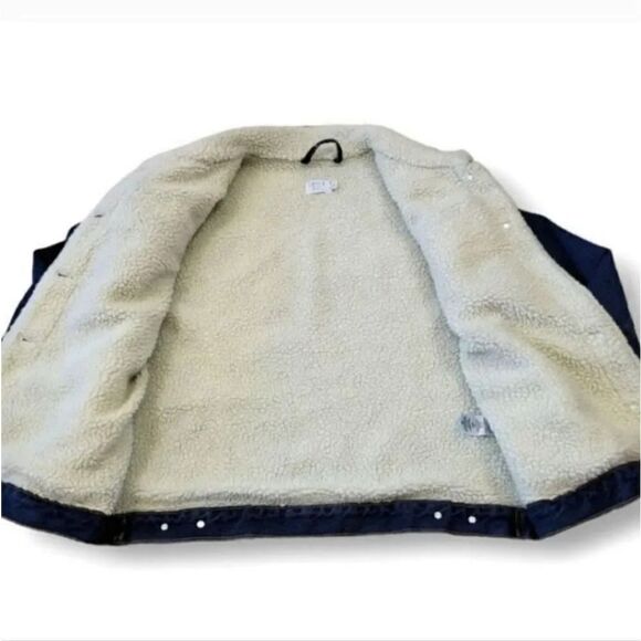 Time & Tru Sherpa Lined Trucker Denim in Medium Dark Wash Jacket Size Med 8/10 - Picture 7 of 12